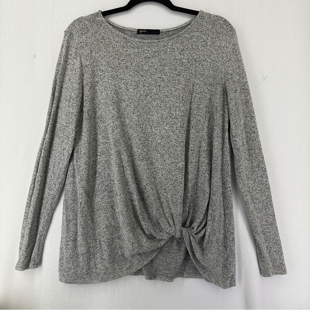 Gibson Pullover‎ Sweater Long Sleeve Knot Front Womans Size M Gray